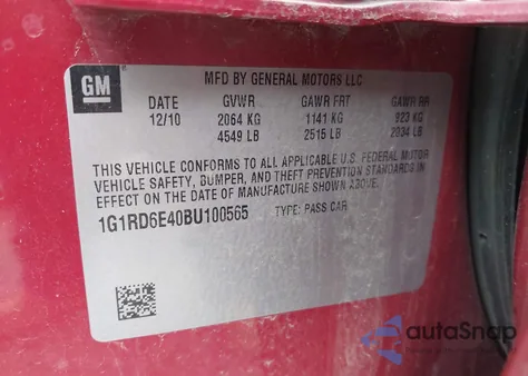 2011 Chevrolet Volt from USA, damaged, VIN 1G1RD6E40BU100565